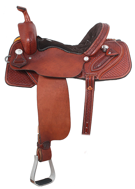 SLM961 Black seat Chestnut leather Cross Dot tooling